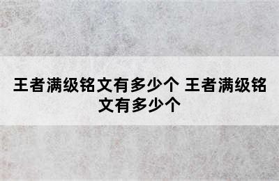 王者满级铭文有多少个 王者满级铭文有多少个